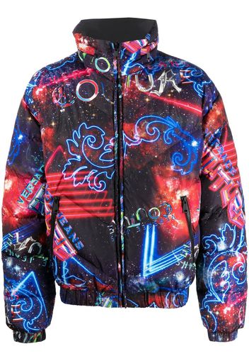 Versace Jeans Couture motif-print down-filled jacket - Blau