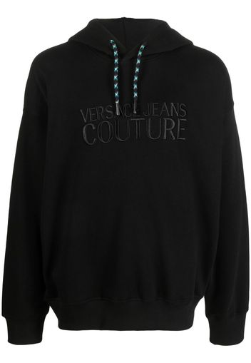 Versace Jeans Couture logo-embroidered drawstring hoodie - Schwarz