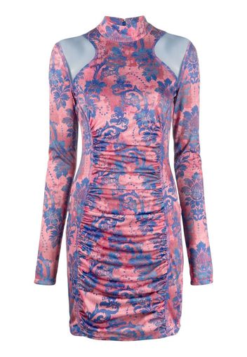 Versace Jeans Couture gathered paisley-print minidress - Rosa