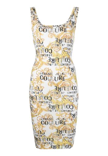 Versace Jeans Couture Midikleid mit Logo-Print - Weiß