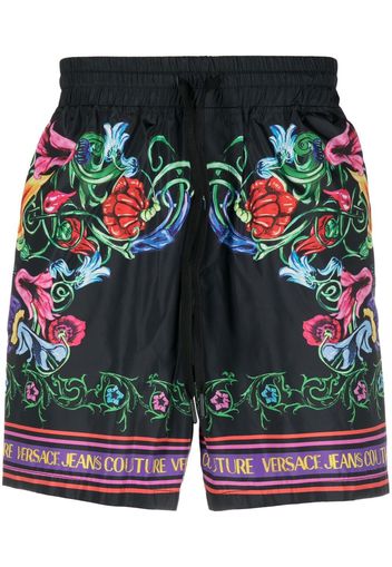 Versace Jeans Couture Shorts mit Blumen-Print - Schwarz