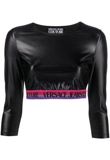 Versace Jeans Couture Cropped-Oberteil mit Logo - Schwarz