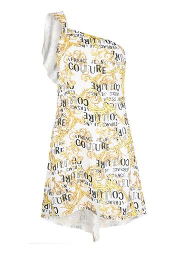 Versace Jeans Couture logo-print one-shoulder dress - Weiß