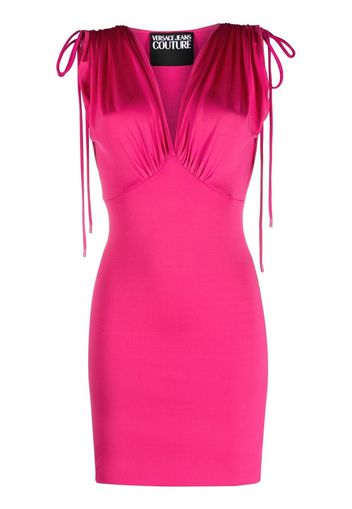 Versace Jeans Couture V-neck ruched minidress - Rosa