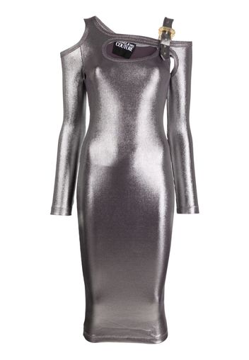 Versace Jeans Couture metallic-finish cut-out midi dress - Silber