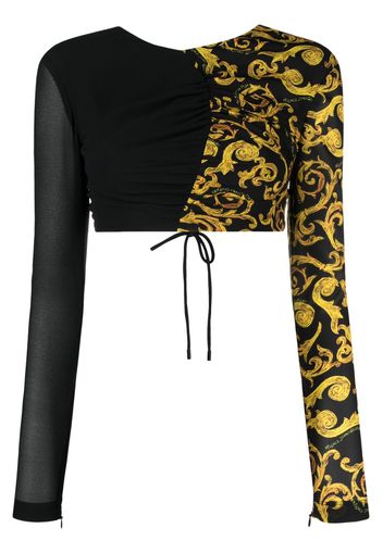 Versace Jeans Couture Barocco-print open-back top - Schwarz