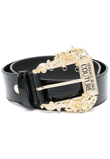 Versace Jeans Couture engraved-logo leather belt - Schwarz