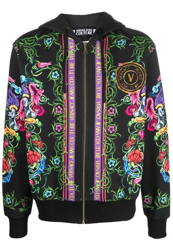 Versace Jeans Couture baroque-print cotton hoodie - Schwarz