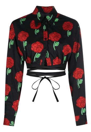 Versace Jeans Couture floral-print long-sleeved blouse - Schwarz