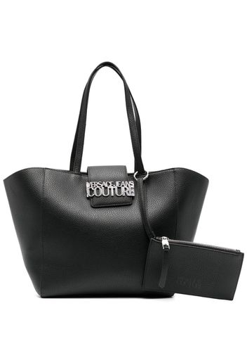 Versace Jeans Couture Shopper mit Logo-Schild - Schwarz