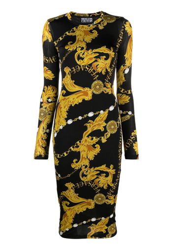 Versace Jeans Couture baroque-print midi dress - Schwarz