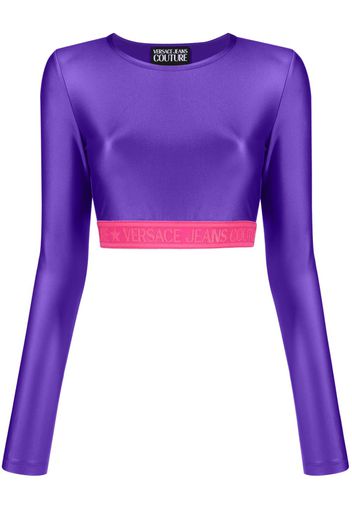 Versace Jeans Couture Cropped-Top mit Logo-Bund - Violett