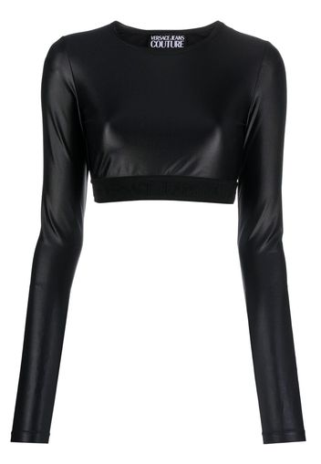 Versace Jeans Couture Cropped-Top mit Logo-Bund - Schwarz