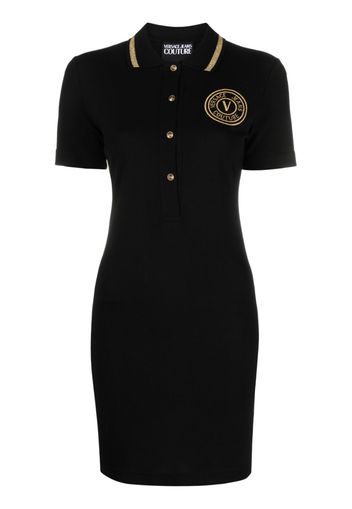 Versace Jeans Couture Poloshirtkleid mit V-Emblem - Schwarz