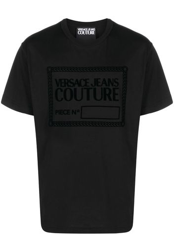 Versace Jeans Couture T-Shirt mit geflocktem Logo - Schwarz