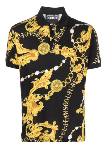 Versace Jeans Couture Poloshirt mit Barockmuster - Schwarz