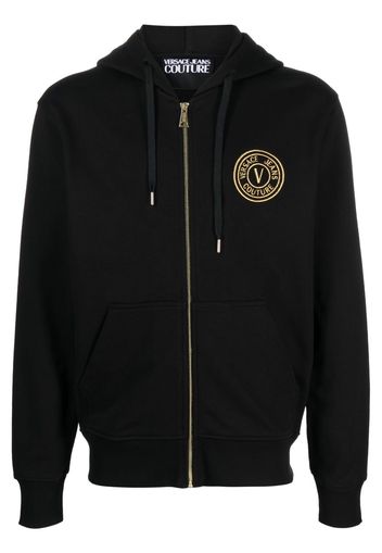 Versace Jeans Couture Kapuzenjacke mit Logo-Stickerei - Schwarz