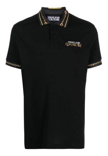 Versace Jeans Couture Poloshirt mit Ketten-Print - Schwarz