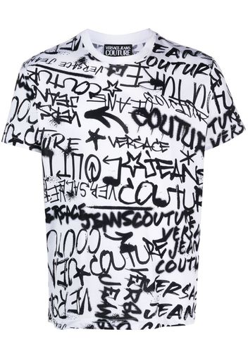 Versace Jeans Couture T-Shirt mit Graffiti-Print - Weiß