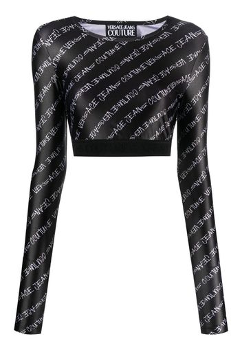 Versace Jeans Couture logo-print cropped top - Schwarz