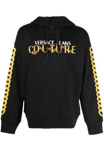 Versace Jeans Couture logo-print cotton hoodie - Schwarz