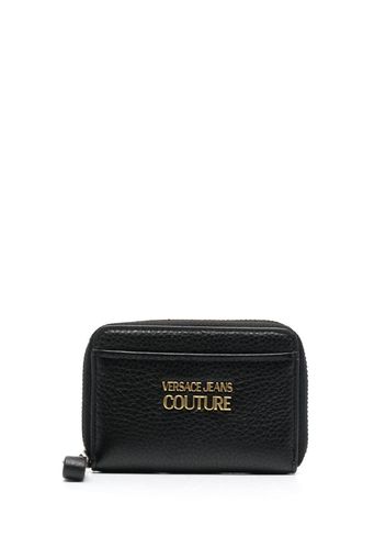 Versace Jeans Couture logo-plaque zipped leather wallet - Schwarz