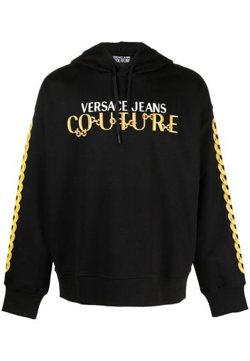 Versace Jeans Couture logo-print cotton hoodie - Schwarz