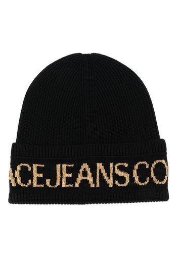 Versace Jeans Couture intarsia-logo wool beanie - Schwarz