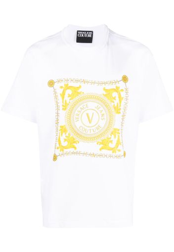 Versace Jeans Couture T-Shirt aus Bio-Baumwolle mit Print - Weiß