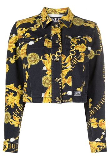 Versace Jeans Couture Jeansjacke mit Barocco-Print - Schwarz