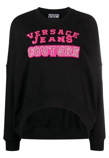 Versace Jeans Couture crystal-embellished logo-print sweatshirt - Schwarz