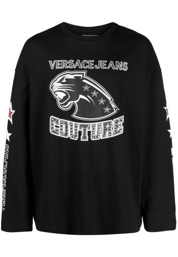 Versace Jeans Couture logo-print long-sleeve top - Schwarz