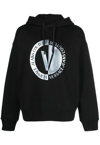 Versace Jeans Couture logo-print cotton hoodie - Schwarz