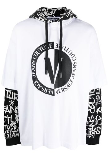 Versace Jeans Couture logo-print panelled hoodie - Weiß