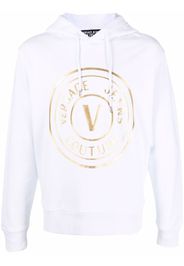 Versace Jeans Couture round logo cotton hoodie - Weiß