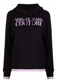 Versace Jeans Couture embroidered-logo drawstring hoodie - Schwarz