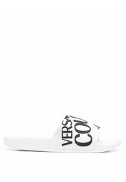 Versace Jeans Couture logo flat slides - Weiß