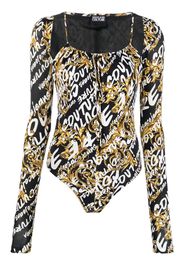 Versace Jeans Couture Langärmeliger Body mit Logo-Print - Schwarz