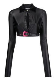 Versace Jeans Couture Baroque-buckle crop shirt - Schwarz