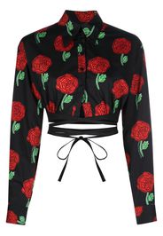 Versace Jeans Couture floral-print long-sleeved blouse - Schwarz