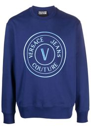 Versace Jeans Couture logo-embroidered cotton sweatshirt - Blau