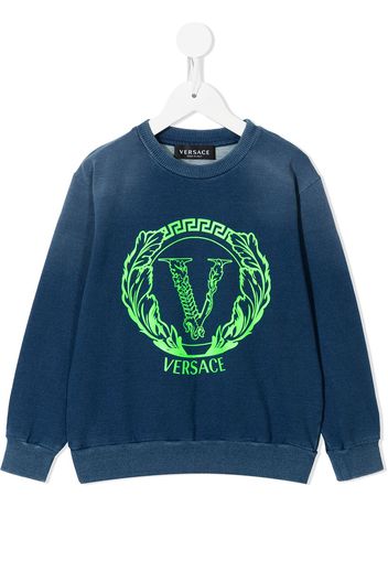 Versace Kids Sweatshirt mit Logo-Print - Blau