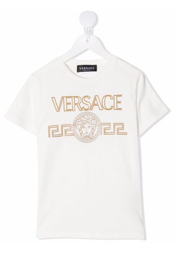 Versace Kids T-Shirt mit Logo-Print - Weiß