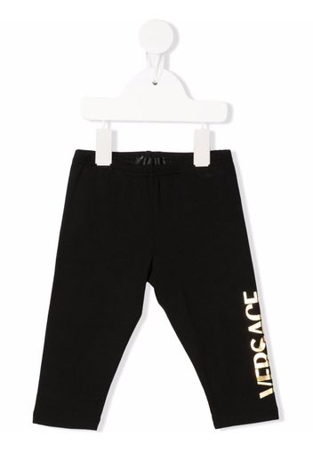 Versace Kids Leggings mit Metallic-Logo - Schwarz