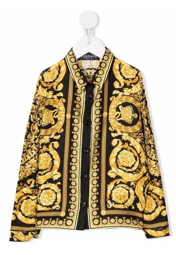 Versace Kids Seidenhemd mit Barocco-Print - Gelb