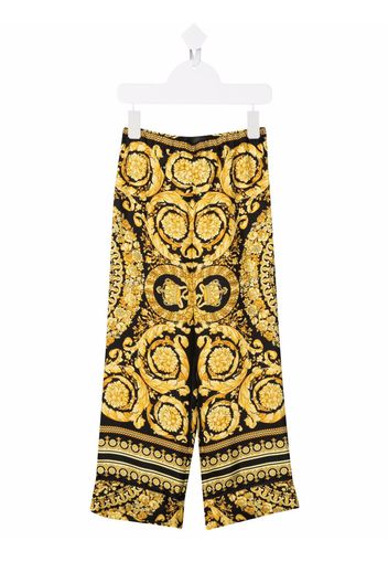 Versace Kids baroque-pattern print trousers - Schwarz