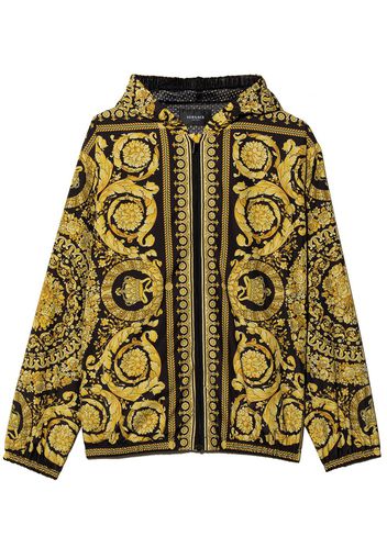 Versace Kids Kapuzen-Bomberjacke mit Barocco-Print - Schwarz