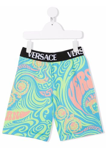 Versace Kids Shorts mit Logo-Bund - Blau