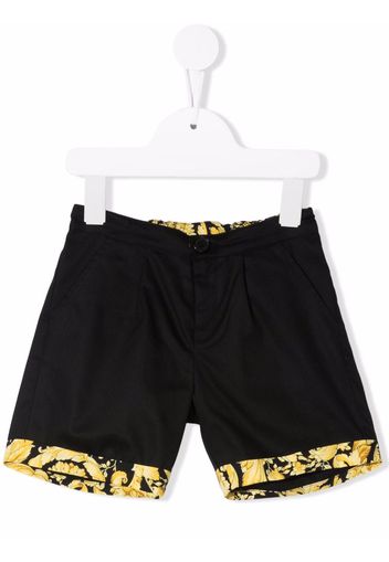 Versace Kids Barocco-print trim chino shorts - Schwarz
