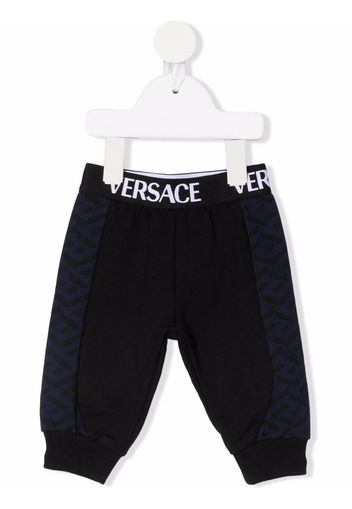 Versace Kids logo-waist cotton track pants - Blau